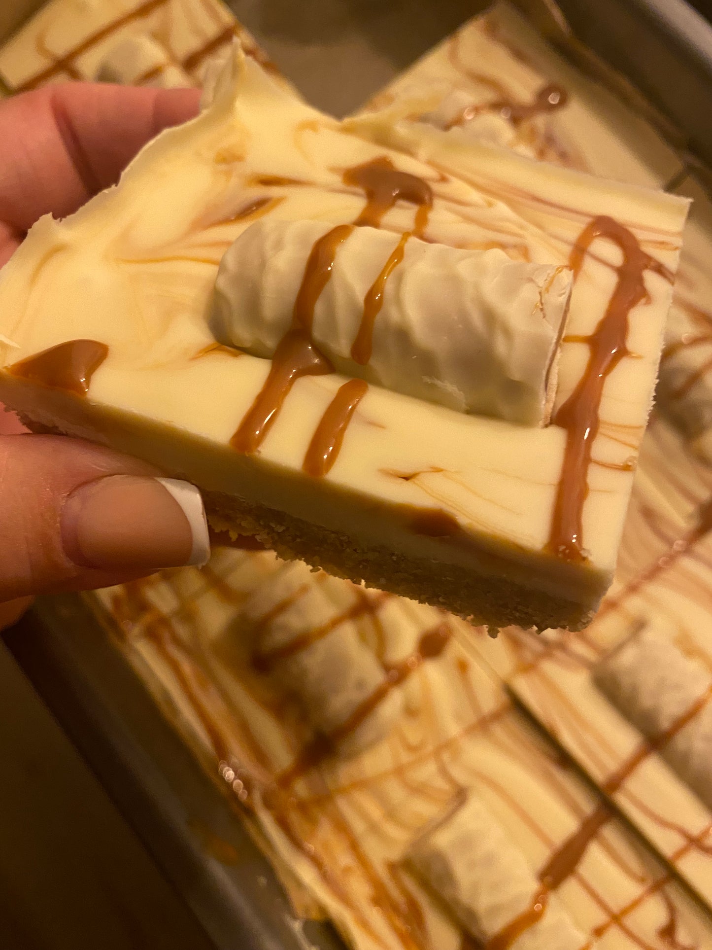 Milkybar and White Twix with caramel drizzle